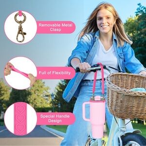 Water Bottle Handle-Soft 
Silicon Heart Design Cup Carrier With Strap